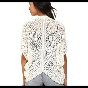 Roxy Short Sleeves Crochet Open Cardigan